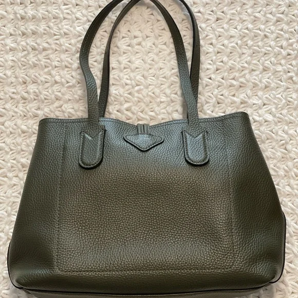 Longchamp Roseau Essential M Tote bag Khaki - Leather - Picture 4 of 16
